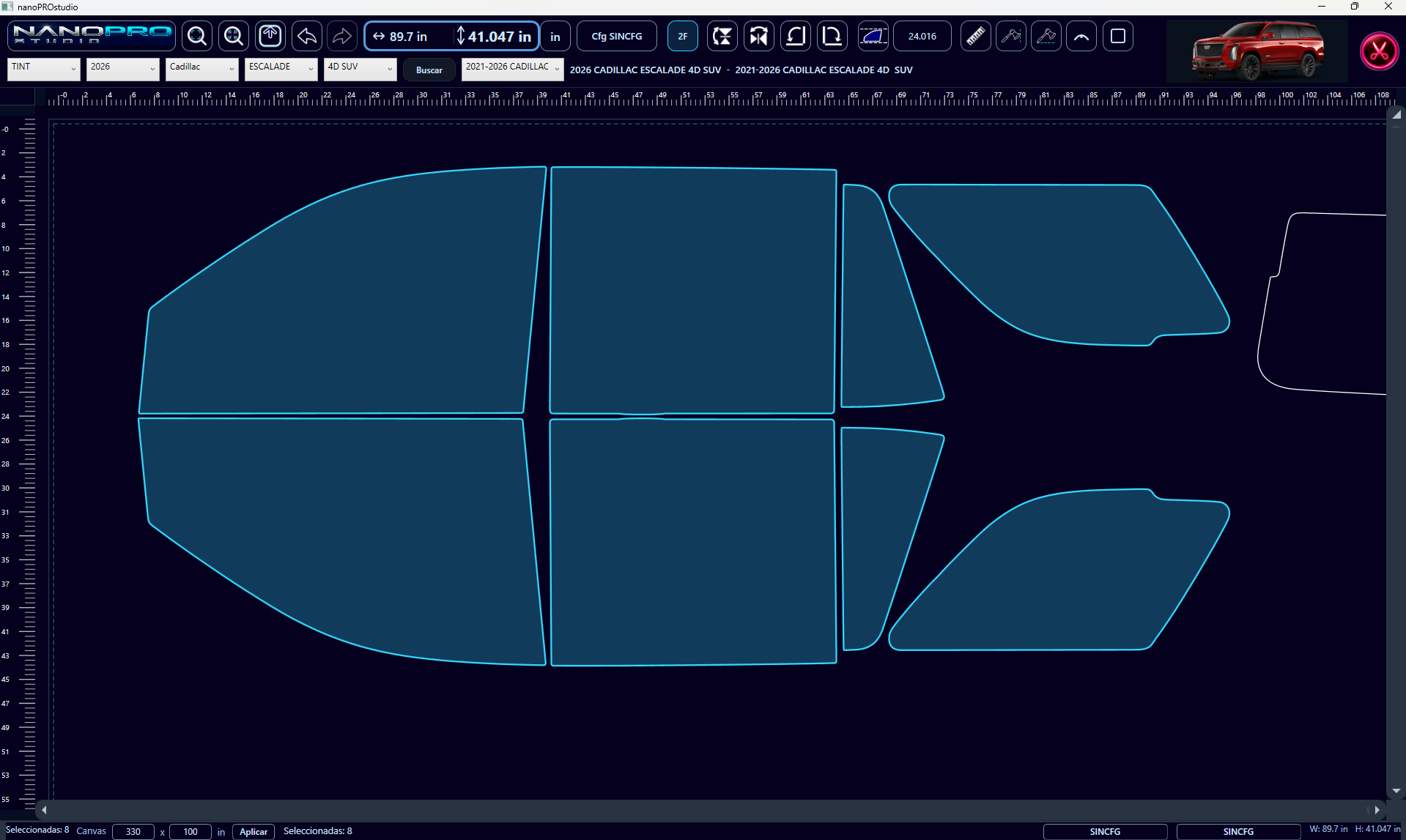 NanoPro Studio software en proceso de trabajo